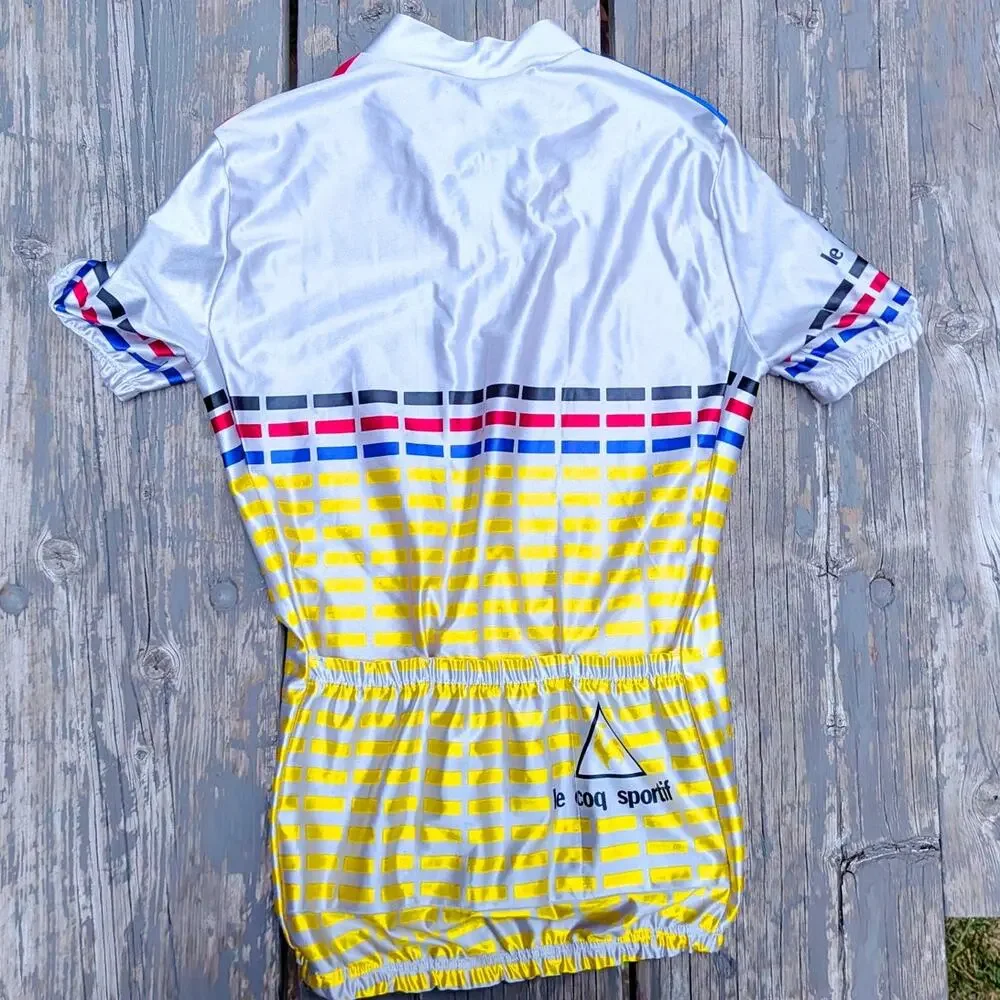 Vintage Le Coq Sportif Cycling Jersey Made in Italy Retro Bike Shirt M L'Eroica